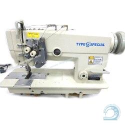 Type Special S-F02/875/6240B двухигольная машина с функцией отключения игл, увеличенными челноками и игольным продвижением материала