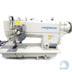Type Special S-F02/8750D/6240BD двухигольная машина с функцией отключения игл, увеличенными челноками, игольным продвижением материала и прямым приводом